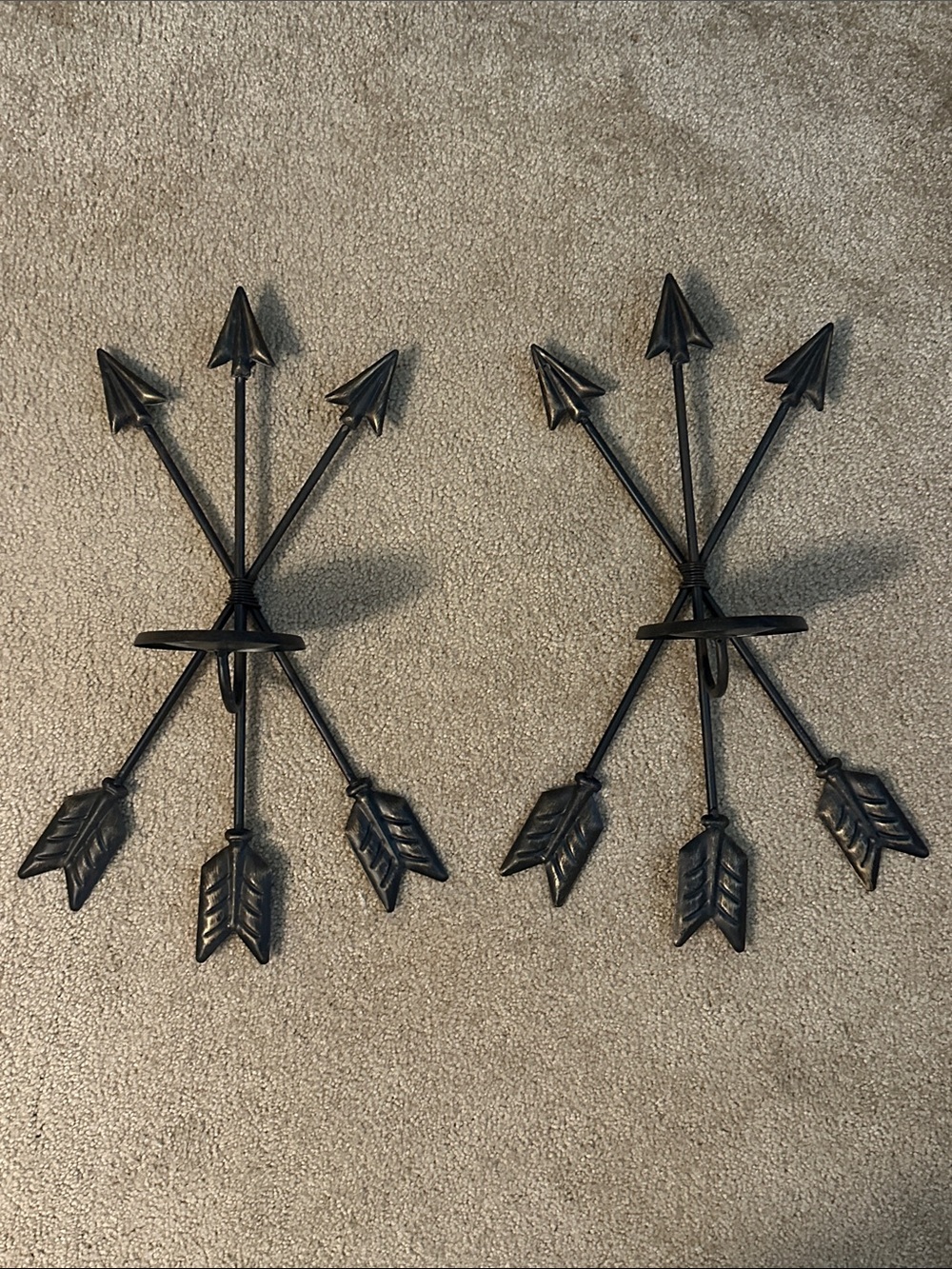 Rustic Black/Bronze  Arrow Candle Sconce Set Wall Decor - Pair
